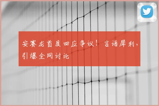 安赛龙首度回应争议！言语犀利，引爆全网讨论